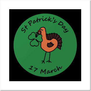 Thanksgiving Turkey and Shamrock St Patricks Day Posters and Art